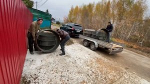 Копка  фильтрующего колодец из полимерпесчаных колец, Евролос про, два варианта отведения из него