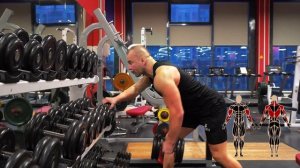 Тяга гантели в наклоне одной рукой к поясу #тягагантел