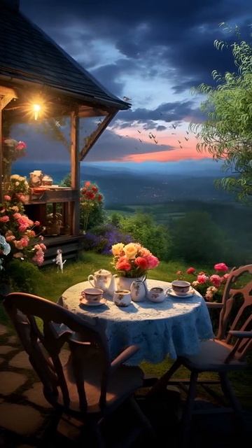 Релакс. Красивая дачная веранда в окружении цветов. #п смотреть онлайн