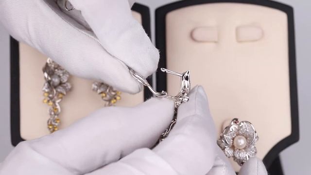 Серьги Цветок жизни из серебра с жемчугом, гранатом си смотреть онлайн