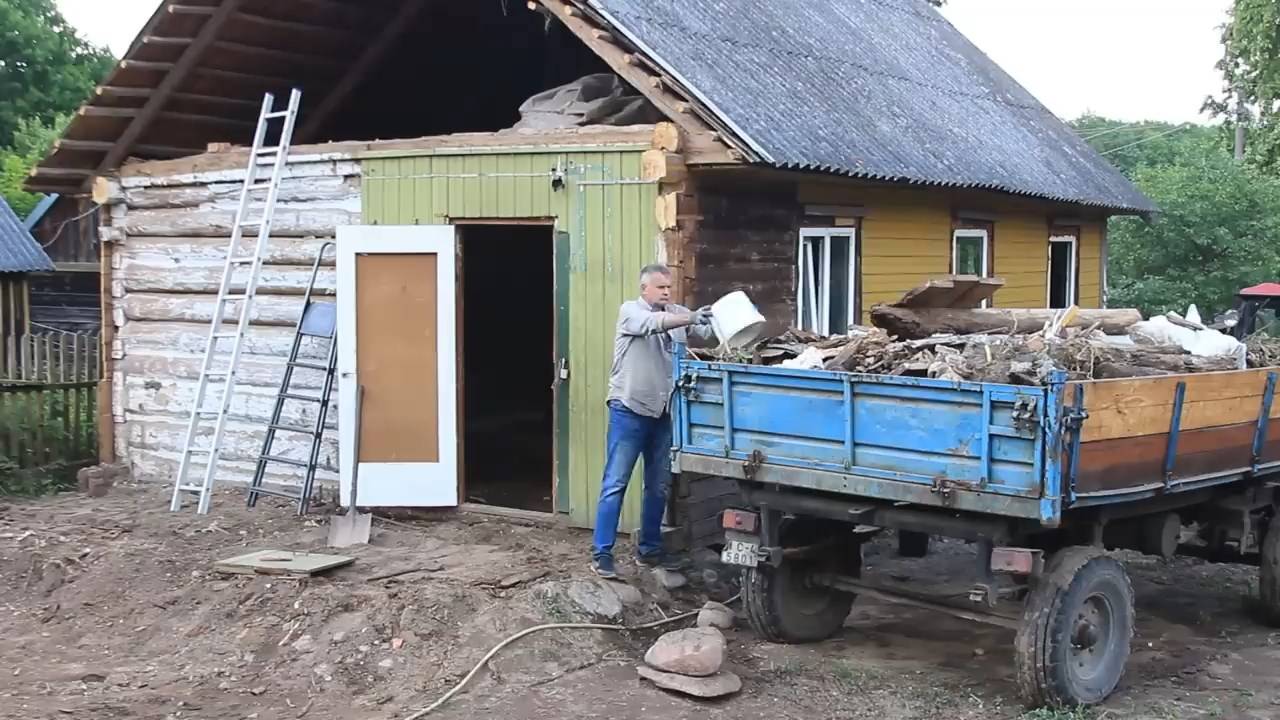 Возраждаем заброшенный хутор в Белорусской деревне. Работа под проливным дождем смотреть онлайн