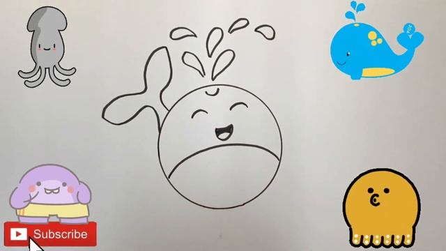 How To Draw a Cute Whale for Children | рисуем кита для детей | Bolalar uchun kit rasm chizish смотреть онлайн