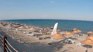 Пляж от отеля *TAL BEACH *.Вид у бассейна.Прогулка вдоль мор