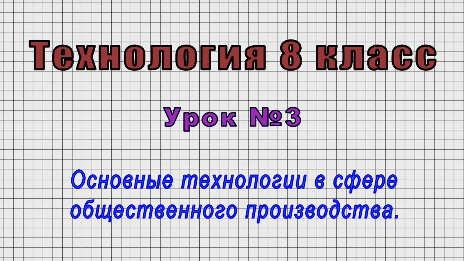 Технология 8 класс (Урок№3 - Основные технологии в сфере общественного производства.) смотреть онлайн