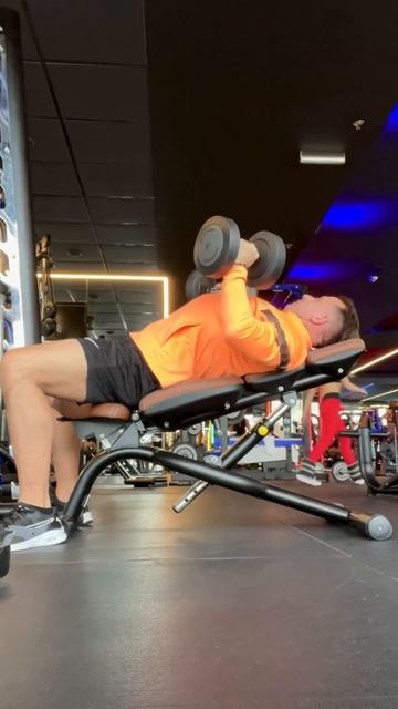 Жим гантелей лежачі на нахиленій лаві смотреть онлайн