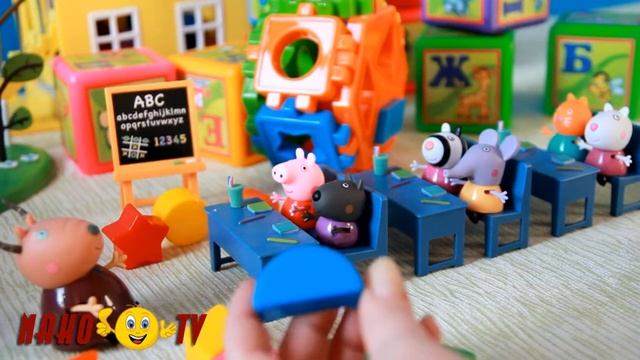 Свинка Пеппа Мультик из игрушек Пеппа в школе с мадам Газель изучает геометрические фигуры Peppa смотреть онлайн