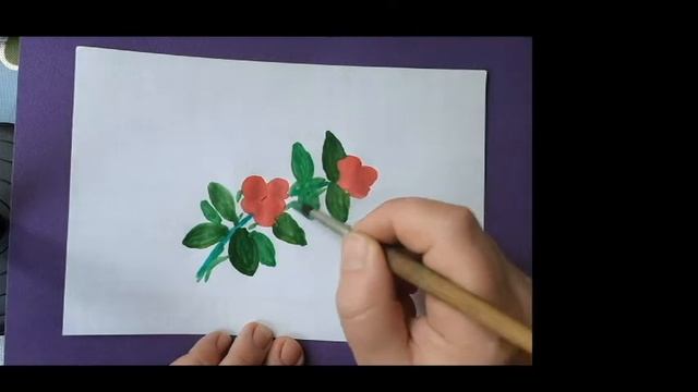 Рисуем веточку с ягодками, легко и просто смотреть онлайн