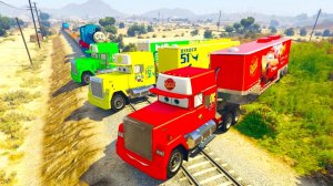 Дисней Тачки Мак Грузовик перевозчик в беде Томас Поезд Человек Паук Мультфильм для детей