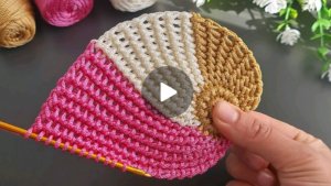 Листик салфетка крючком в тунисской технике вязания #веселыепетельки #вязаниекрючком #Анявяжет