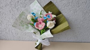 Букет розовый. Набор для творчества из синельной проволки.