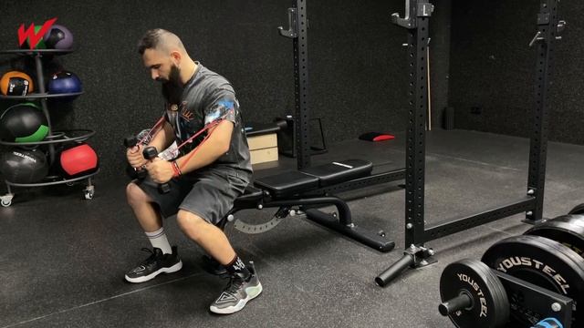 Жим гантелями с резиной за спиной | Тренировка грудных смотреть онлайн