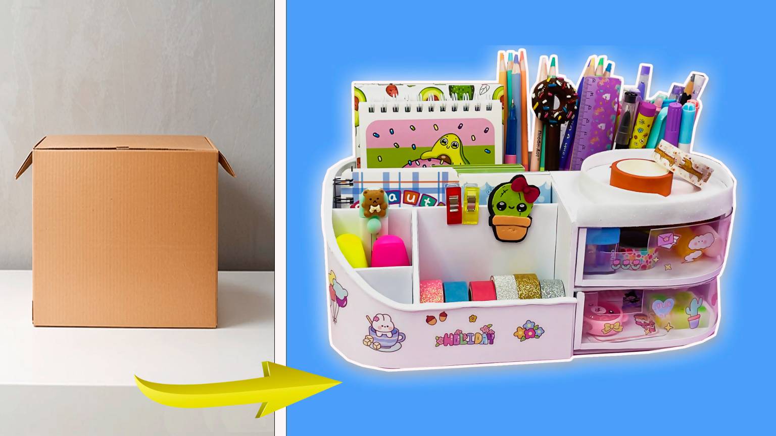 Сделай своими руками 🙌 Настольный органайзер с прозрачными ящиками