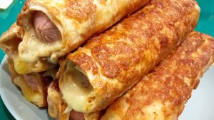 СОСИСКИ С СЫРОМ В ЛАВАШЕ на сковороде