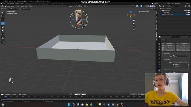 физика падения объекта в BLENDER смотреть онлайн