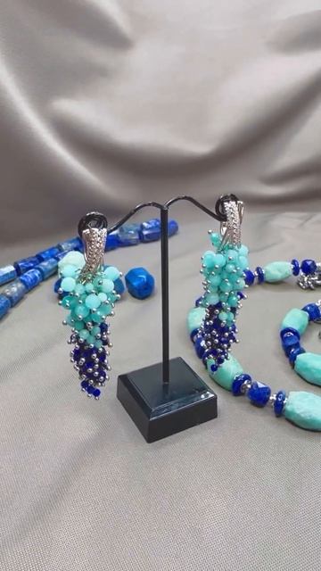 Серьги от мадам Бижу #серьги #лазурит #турмалин #грана? смотреть онлайн