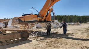 Замена ОПУ(поворотного круга) на экскаваторе Hyundai 300