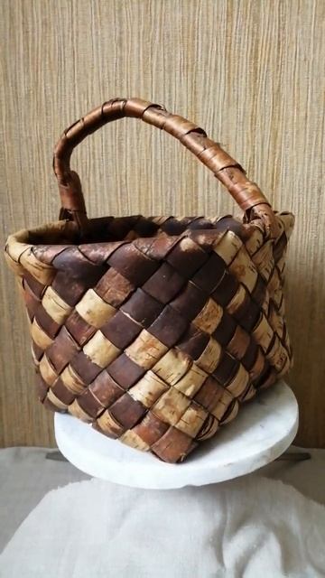 Корзина, корзинка из бересты, старинная, берестяной кузовок №1 retrostarina смотреть онлайн