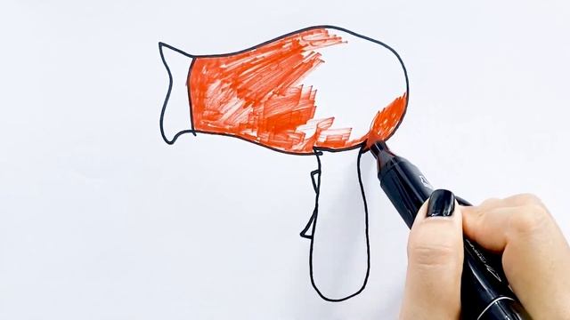 How To Draw Hair Dryer For Kids/Рисунок Фен/Chizma Sochlarini Fen Mashinasi