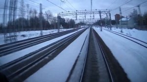 |Рейс из кабины машиниста по маршруту Крюково-Москва| Снежное утро из кабины|