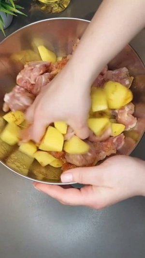 Картофель с мясом в аэрогриле! #рецепт #рецептваэрогри