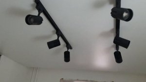 Трекерные светильники на натяжном потолке за день