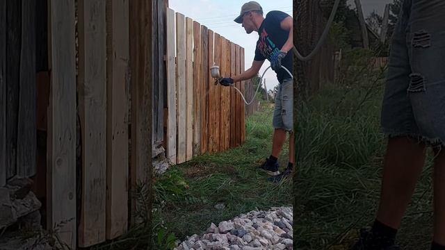 покраска забора из пуливизатора смотреть онлайн