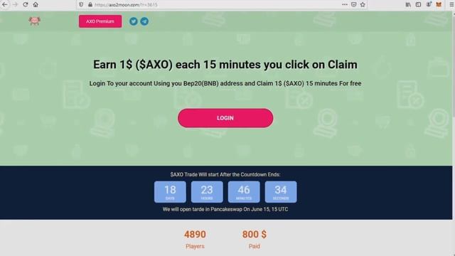 Airdrop от Axolotl Finance Бесплатные монеты AXO каждые 15 минут смотреть онлайн