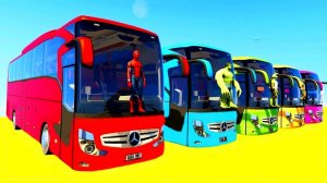 Мультфильм Человек-паук Красочные Большие Автобусы и Мотоциклы с Супергероями для Детей и Младенцев