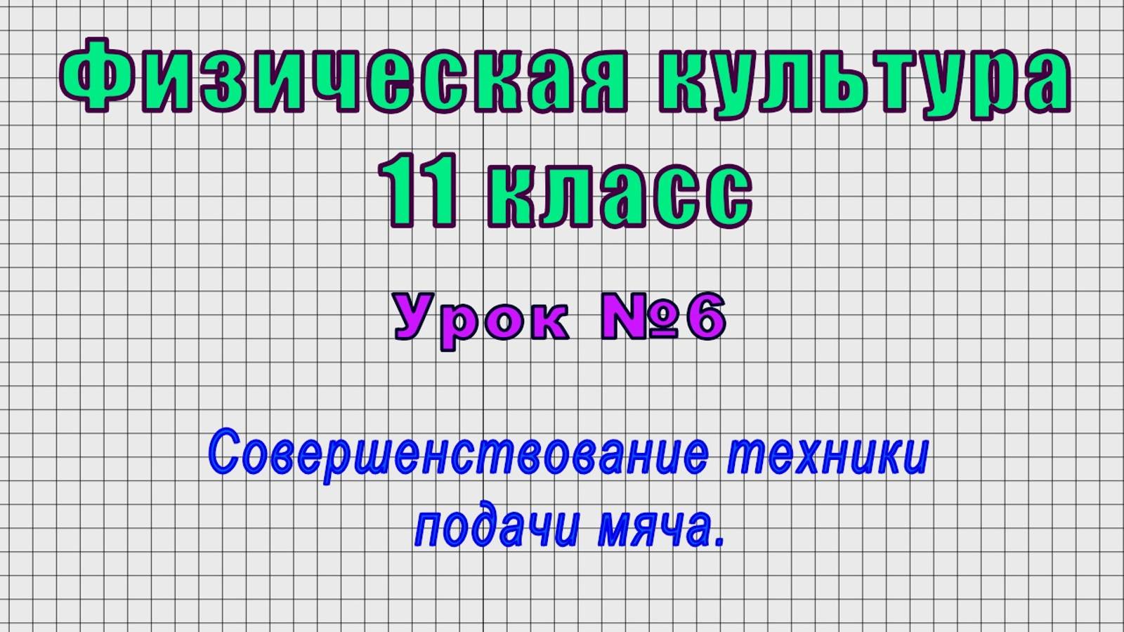 Физическая культура 11 класс (Урок№6 - Совершенствование техники подачи мяча.) смотреть онлайн