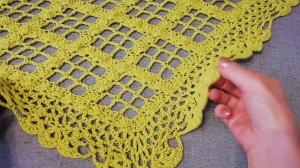 Вяжем шаль крючком  с ажурной каймой. Подробный МК