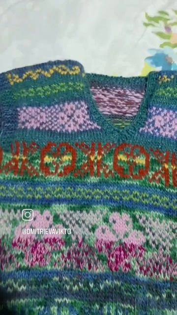 жилет жаккард спицами смотреть онлайн