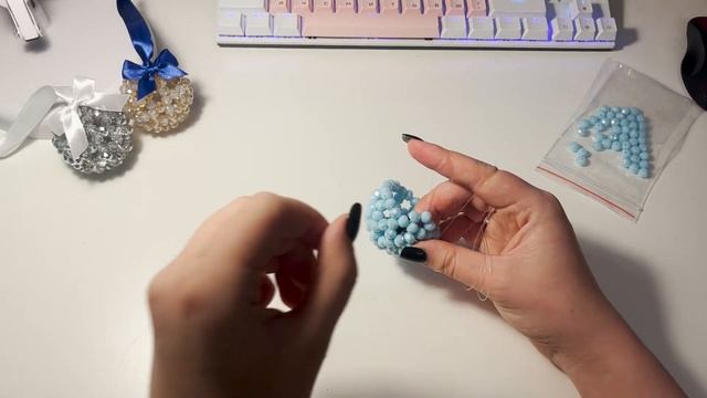 Шар из хрустальных бусин на елку + бантик и петелька | #t