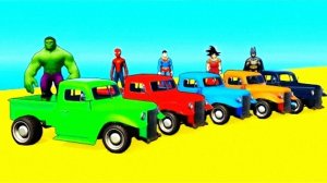 Мультик про Машинки для Детей Цветные Пикапы Бульдозеры и Супергерои с Человек Паук и Песенки