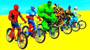Человек-паук Мультфильм Цветные Велосипеды и Мотоциклы Супергерои Веселая Анимация для Детей
