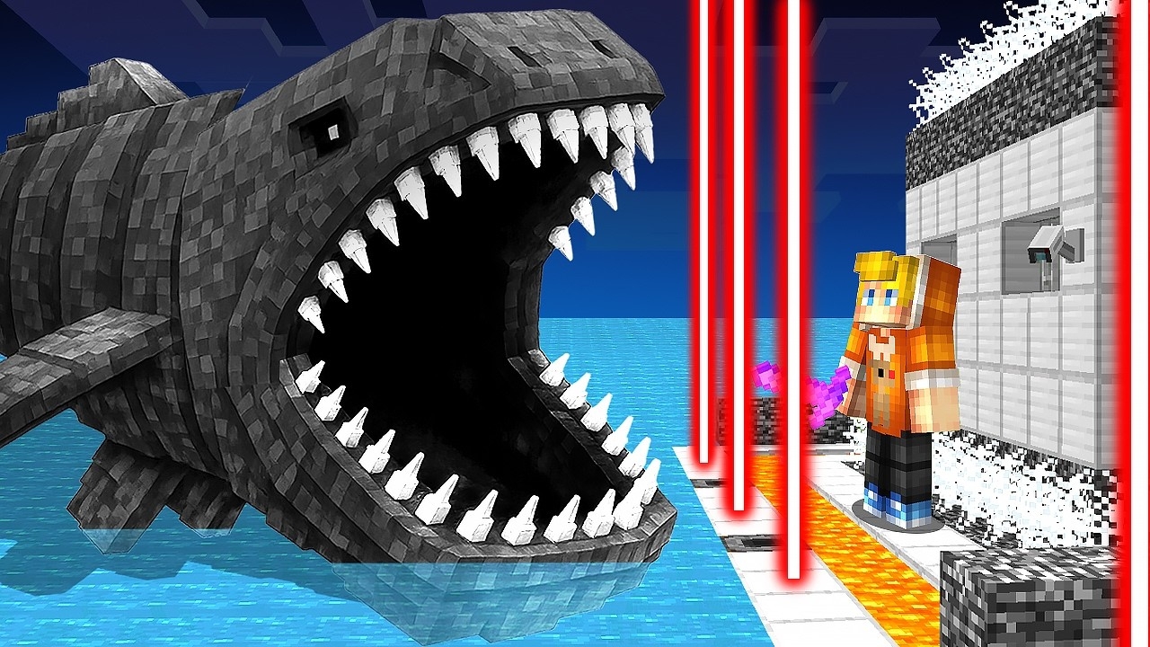БЛУП ПОЖИРАТЕЛЬ МОРЕЙ против МОЕЙ ЗАЩИЩЕННОЙ БАЗЫ в Майнкрафт…