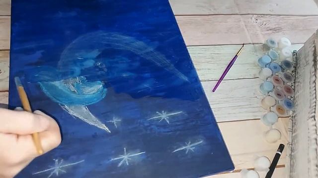 Рисую для души. Давно хотела себе "Лунного кота". Мой эксперемент)) смотреть онлайн