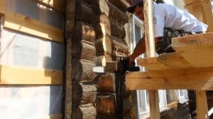 Каркасная пристройка к деревянному дому. День 24.