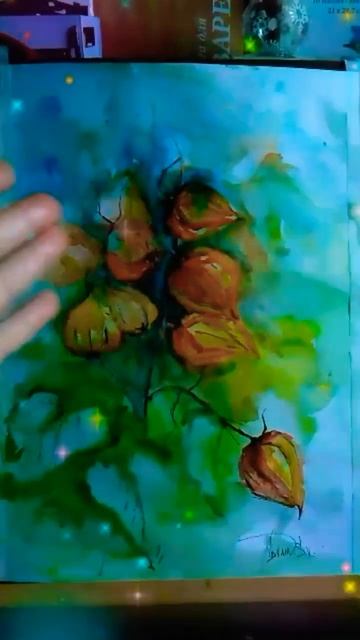 Физалис #art Цветы #картина #shorts #акварелью 🖼🎨 смотреть онлайн