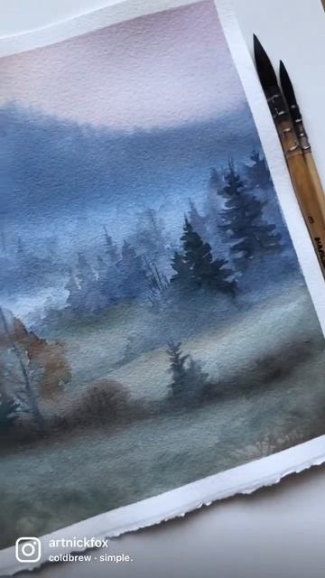 Туманный лес ✨#aquarelle #painting #shorts #artist смотреть онлайн