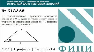 ОГЭ тип 15 четырехугольники ФИПИ №  613AA8  В равнобедренной трапеции основания равны 2 и 8