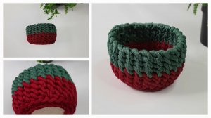 Корзинка для мелочей вязаная крючком плотным рельефным узором из полиэфирного шнура.МК. Мастер класс