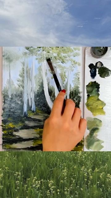 БЕРЕЗОВАЯ РОЩА #рисуйсомной #art #живопись #берёза смотреть онлайн