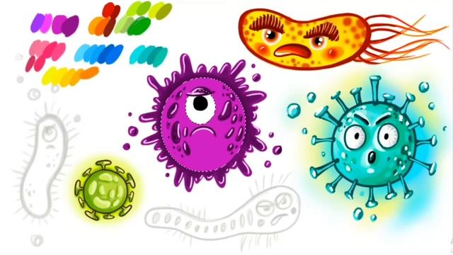 МИКРОБЫ/Как нарисовать микроб/Учим цвета/How To Draw Microbe