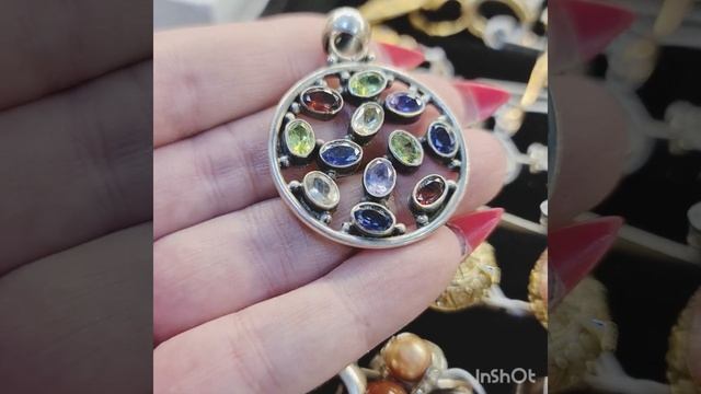 Подвеска с гранатом, цитрином, аметистом. Серебро 925 пр смотреть онлайн