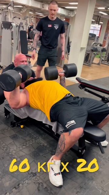 Жим гантелей 60кг х 20 повторов. 60 kg dumbbell press. АМПЛЕТУДА Н? смотреть онлайн