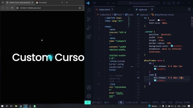 Как создать пользовательский курсор с анимацией на HTML, CSS & JavaScript | Custom Cursor JavaScrip