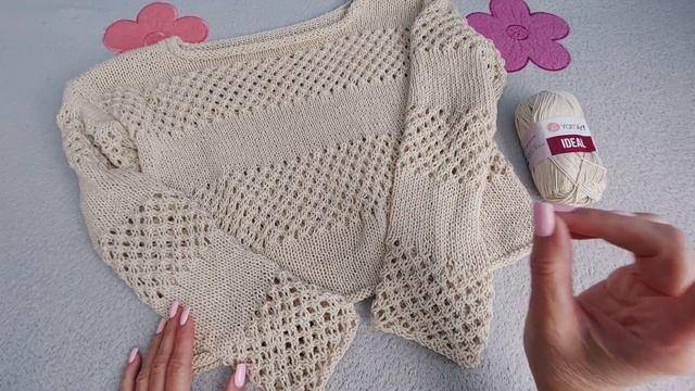 ПРОСТОЙ ДЖЕМПЕР СЕТКОЙ ИЗ 100 % ХЛОПКА . Вся красота в простоте смотреть онлайн