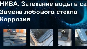 НИВА. Затекание воды в салон, замена лобового стекла. Коррозия рамки стекла. Август 2023г.