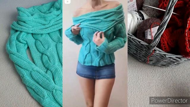 ДЖЕМПЕР СПИЦАМИ С ОТКРЫТЫМИ ПЛЕЧАМИ ИЗ БАМБУКА смотреть онлайн