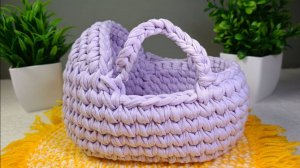 Маленькая люлька крючком из трикотажной пряжи 🩷